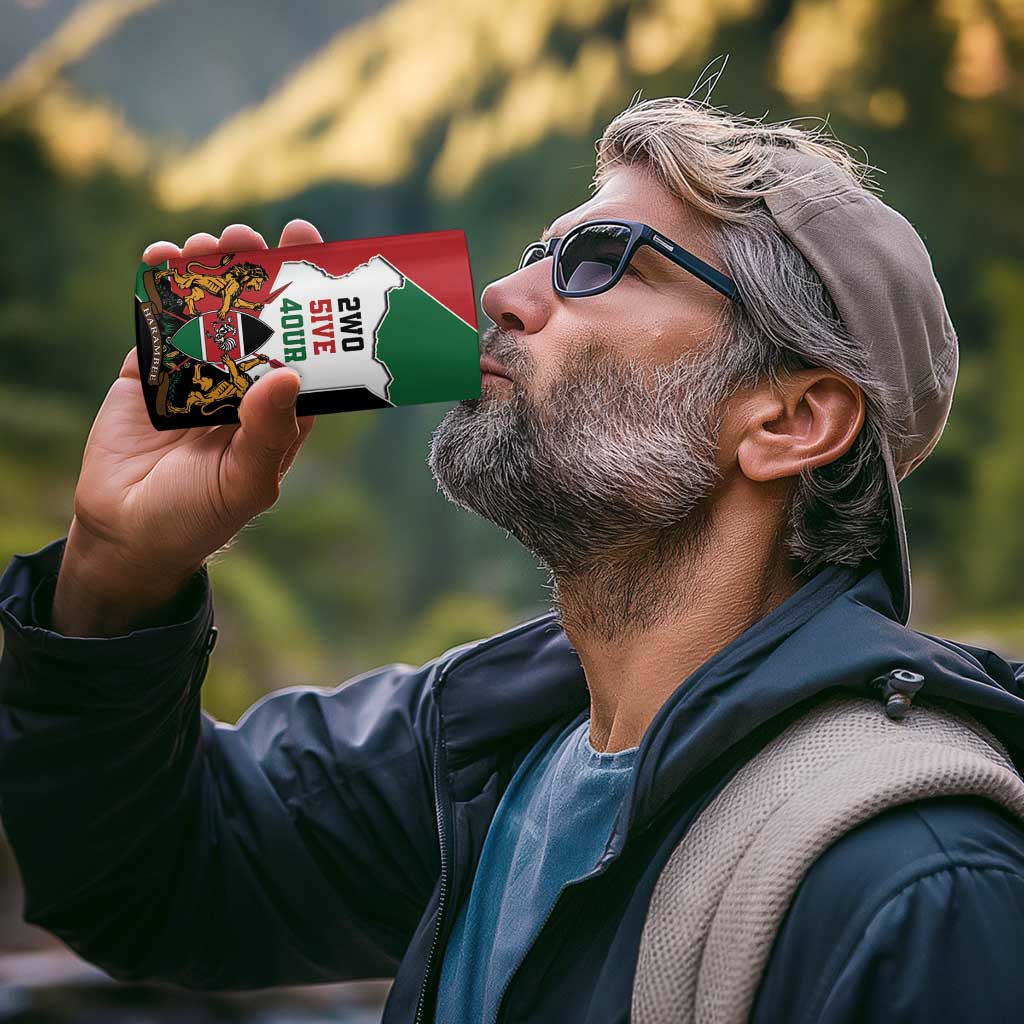 Kenya 254 4 in 1 Can Cooler Tumbler Kenyan Flag Map Double Lion Shield - Wonder Print Shop