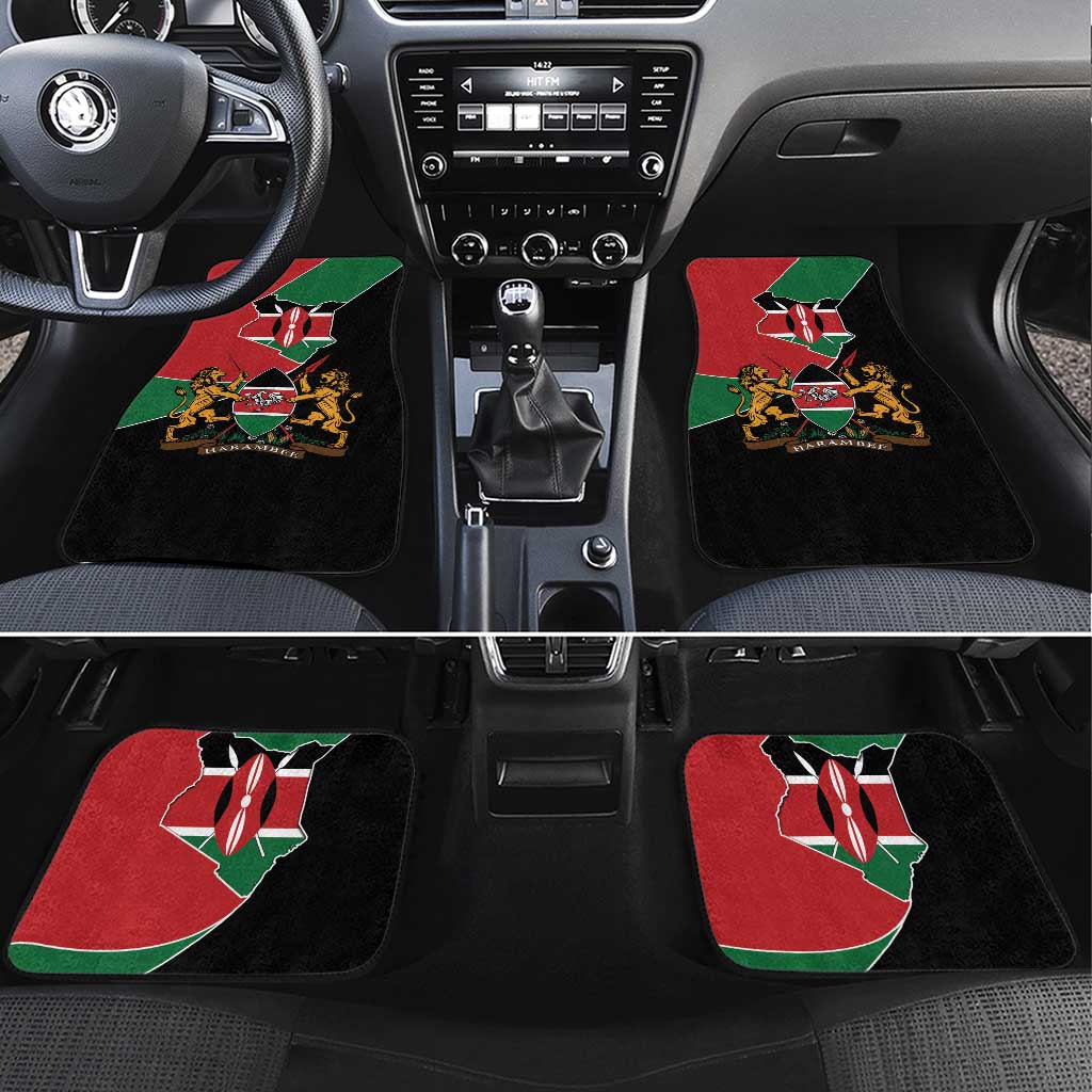 Kenya 254 Car Mats Kenyan Flag Map Double Lion Shield - Wonder Print Shop