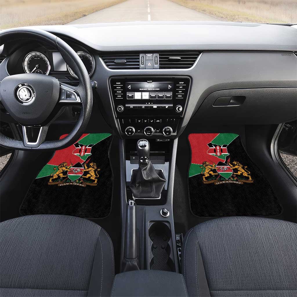 Kenya 254 Car Mats Kenyan Flag Map Double Lion Shield - Wonder Print Shop