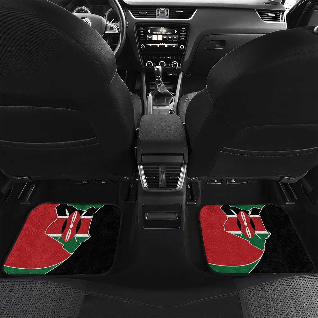 Kenya 254 Car Mats Kenyan Flag Map Double Lion Shield - Wonder Print Shop