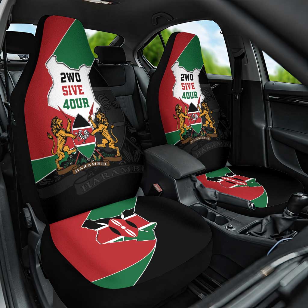 Kenya 254 Car Seat Cover Kenyan Flag Map Double Lion Shield - Wonder Print Shop
