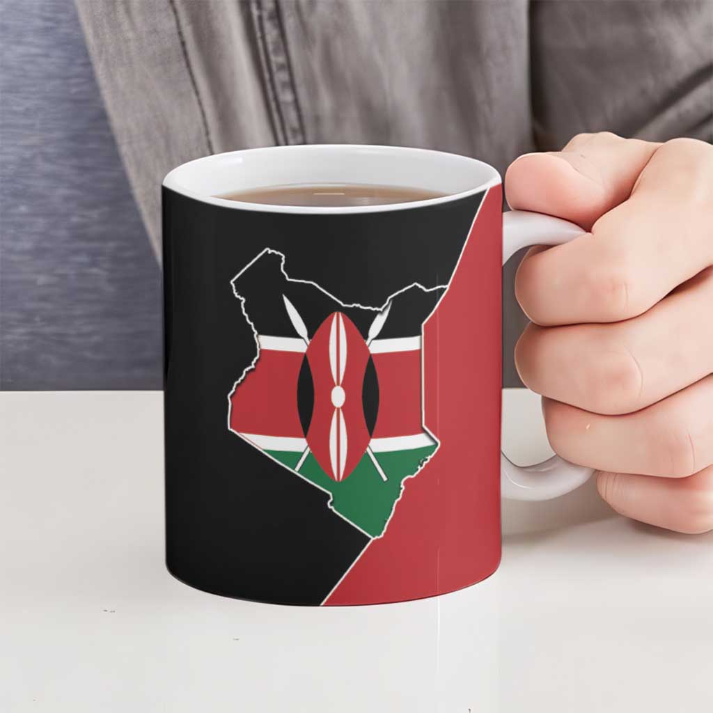 Kenya 254 Ceramic Mug Kenyan Flag Map Double Lion Shield - Wonder Print Shop