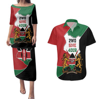 Kenya 254 Couples Matching Puletasi and Hawaiian Shirt Kenyan Flag Map Double Lion Shield - Wonder Print Shop