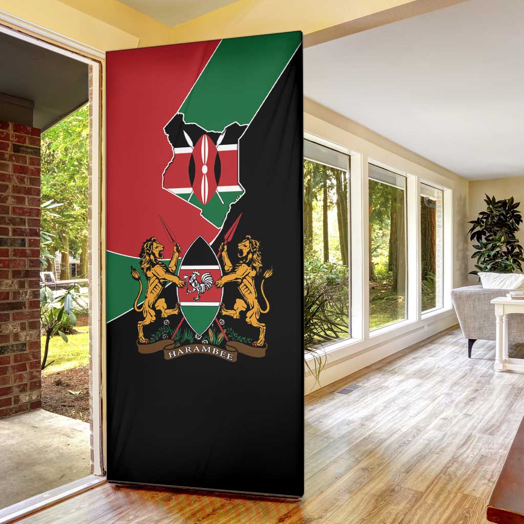 Kenya 254 Door Cover Kenyan Flag Map Double Lion Shield - Wonder Print Shop