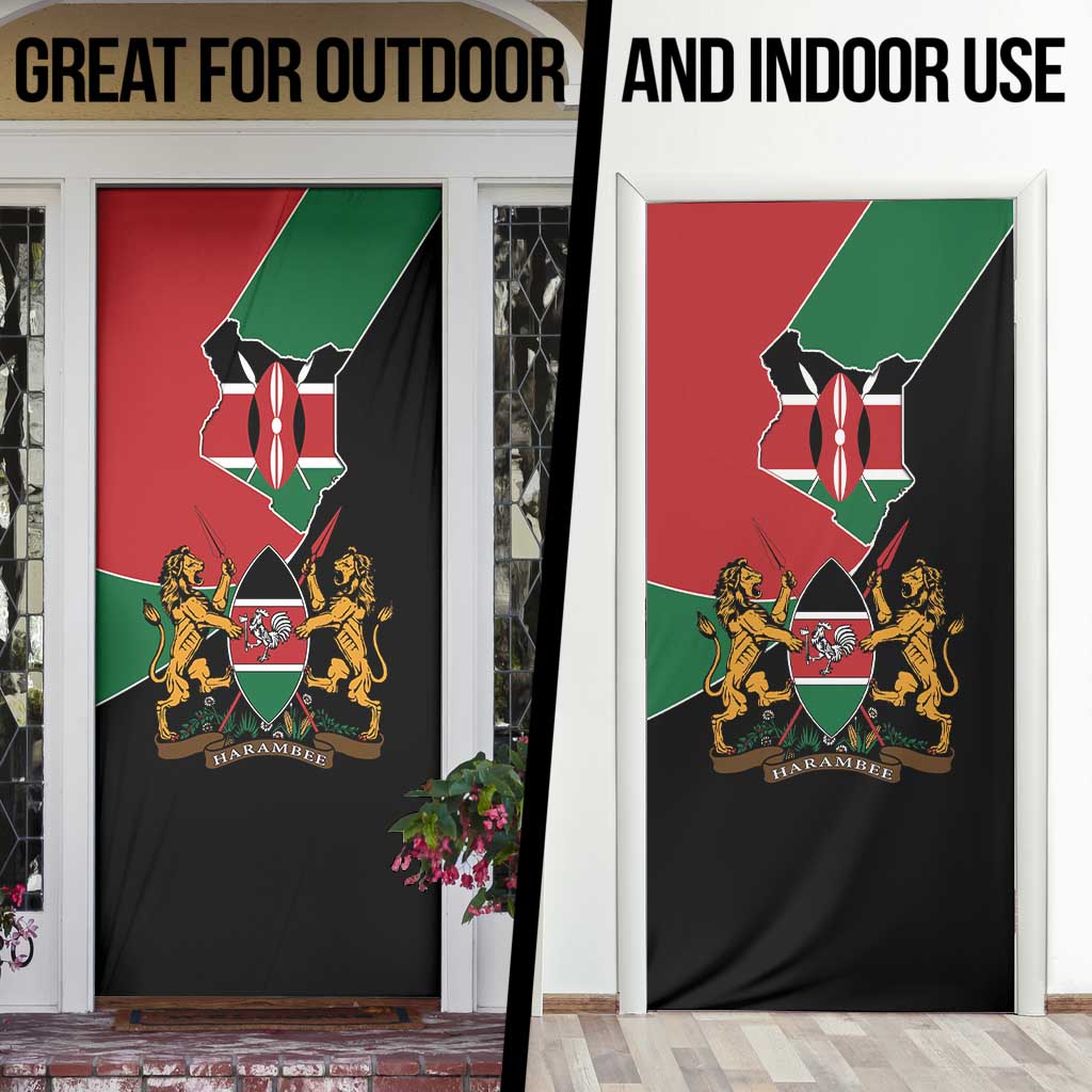 Kenya 254 Door Cover Kenyan Flag Map Double Lion Shield - Wonder Print Shop
