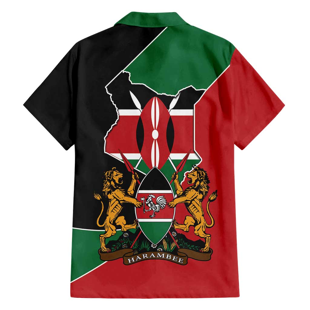Kenya 254 Family Matching Long Sleeve Bodycon Dress and Hawaiian Shirt Kenyan Flag Map Double Lion Shield - Wonder Print Shop