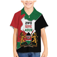 Kenya 254 Family Matching Mermaid Dress and Hawaiian Shirt Kenyan Flag Map Double Lion Shield - Wonder Print Shop