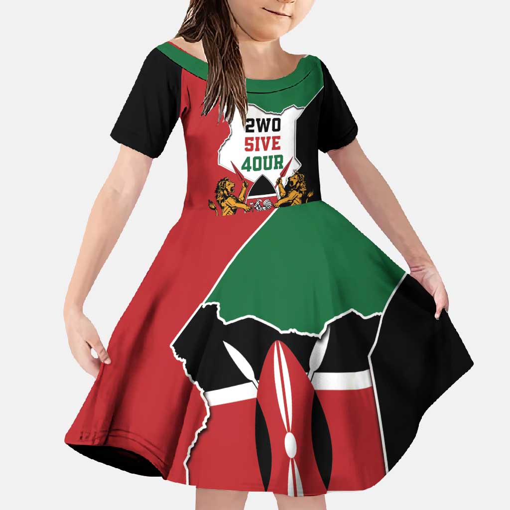 Kenya 254 Family Matching Off Shoulder Maxi Dress and Hawaiian Shirt Kenyan Flag Map Double Lion Shield - Wonder Print Shop