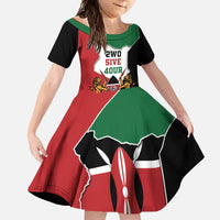 Kenya 254 Family Matching Off Shoulder Maxi Dress and Hawaiian Shirt Kenyan Flag Map Double Lion Shield - Wonder Print Shop