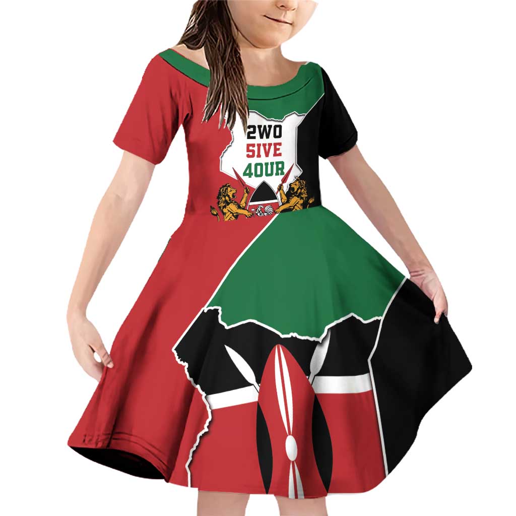 Kenya 254 Family Matching Off Shoulder Short Dress and Hawaiian Shirt Kenyan Flag Map Double Lion Shield - Wonder Print Shop