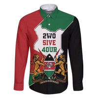 Kenya 254 Family Matching Off Shoulder Short Dress and Hawaiian Shirt Kenyan Flag Map Double Lion Shield - Wonder Print Shop