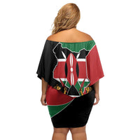 Kenya 254 Family Matching Off Shoulder Short Dress and Hawaiian Shirt Kenyan Flag Map Double Lion Shield - Wonder Print Shop