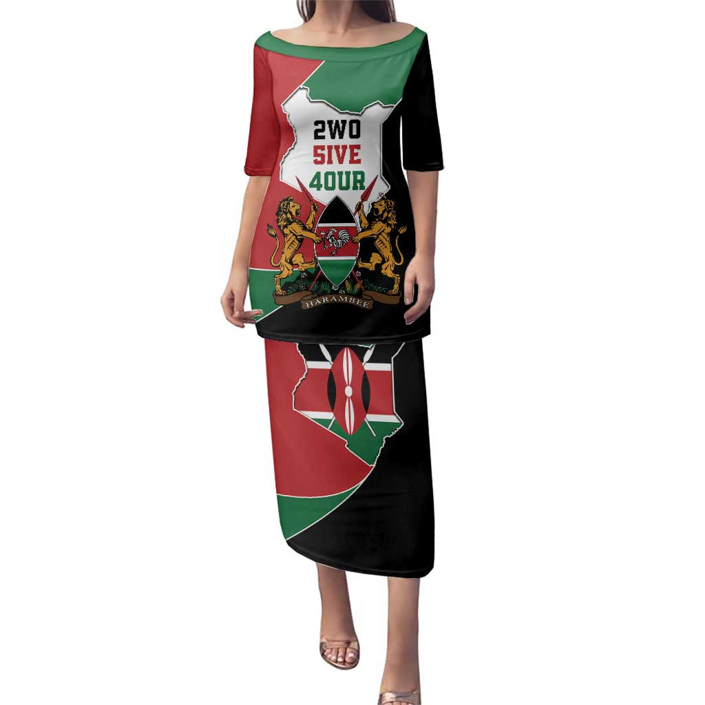 Kenya 254 Family Matching Puletasi and Hawaiian Shirt Kenyan Flag Map Double Lion Shield - Wonder Print Shop