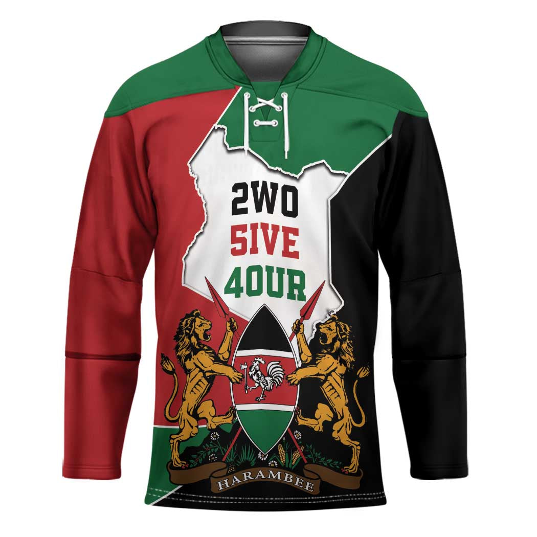 Kenya 254 Hockey Jersey Kenyan Flag Map Double Lion Shield - Wonder Print Shop