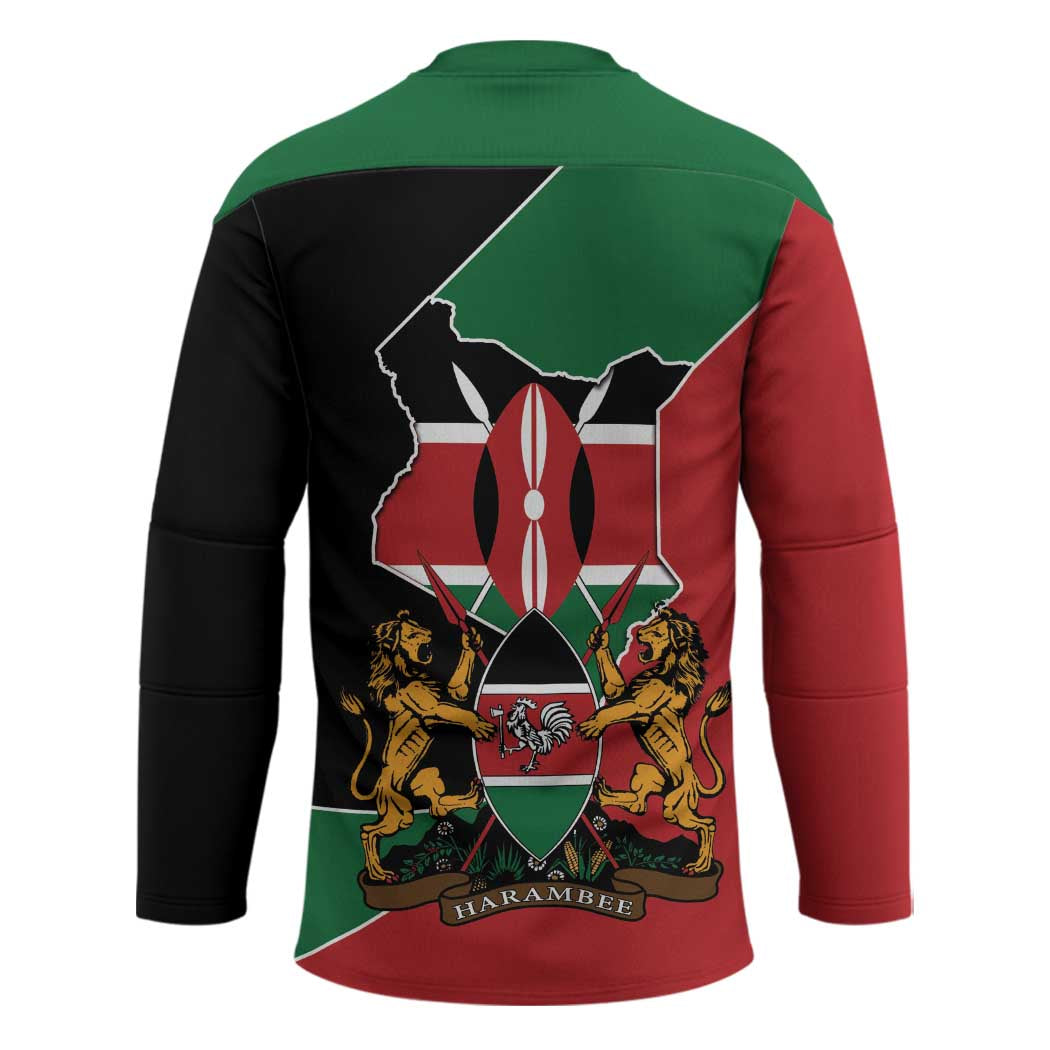 Kenya 254 Hockey Jersey Kenyan Flag Map Double Lion Shield - Wonder Print Shop