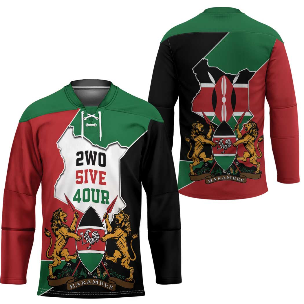 Kenya 254 Hockey Jersey Kenyan Flag Map Double Lion Shield - Wonder Print Shop