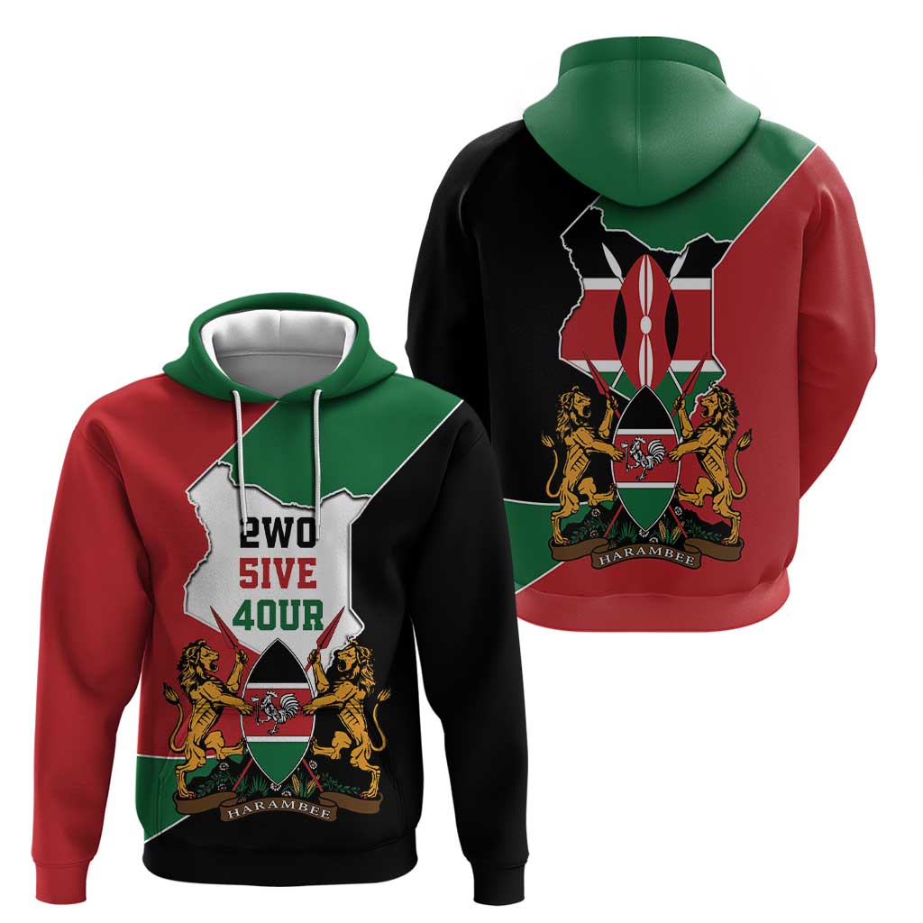 Kenya 254 Hoodie Kenyan Flag Map Double Lion Shield - Wonder Print Shop