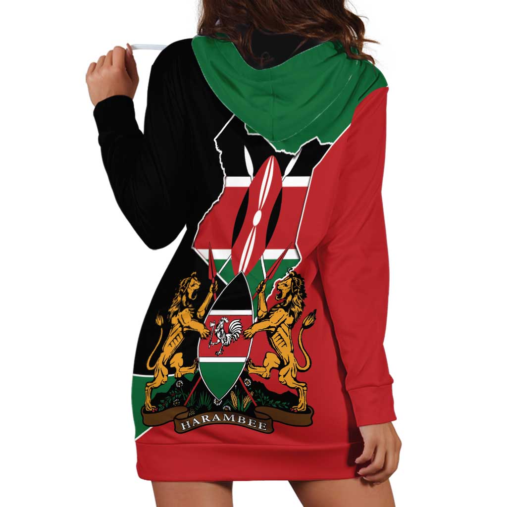 Kenya 254 Hoodie Dress Kenyan Flag Map Double Lion Shield - Wonder Print Shop