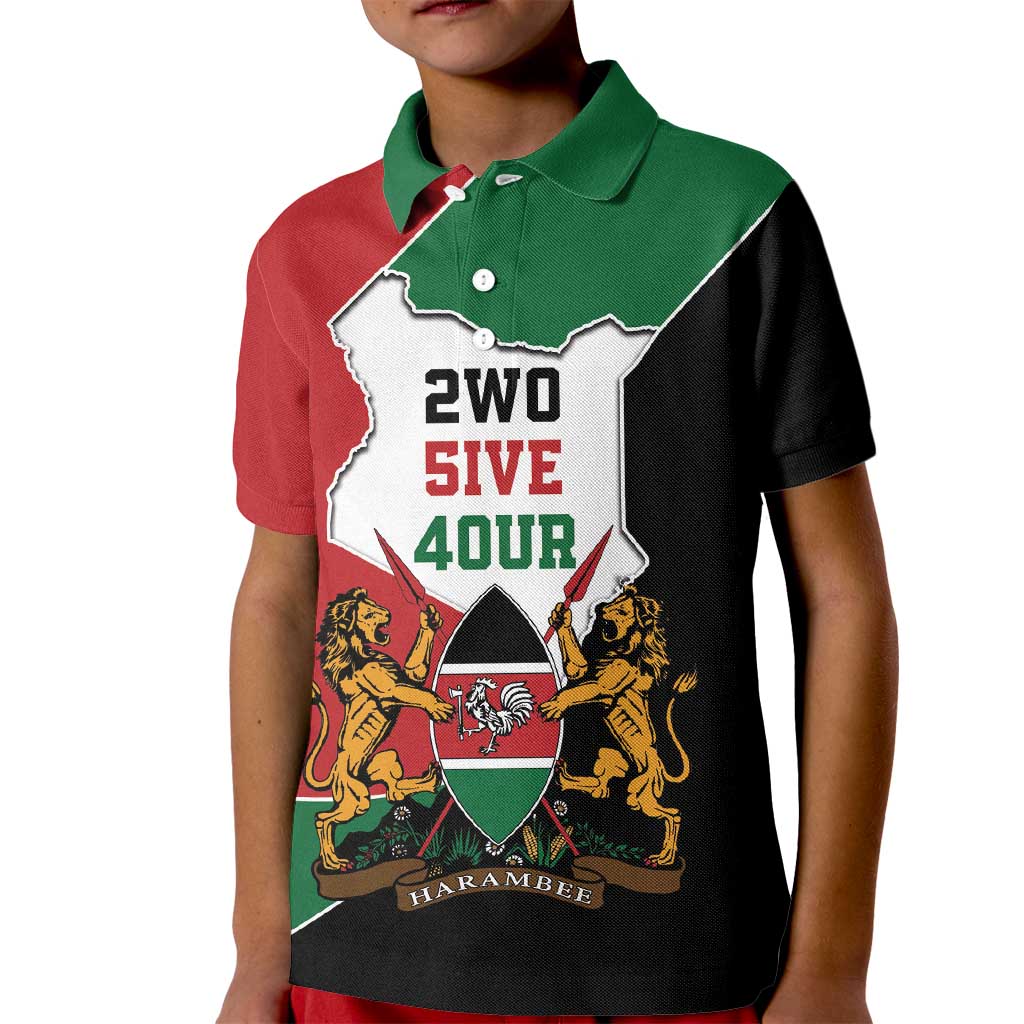 Kenya 254 Kid Polo Shirt Kenyan Flag Map Double Lion Shield - Wonder Print Shop