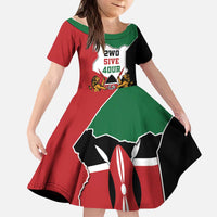 Kenya 254 Kid Short Sleeve Dress Kenyan Flag Map Double Lion Shield - Wonder Print Shop