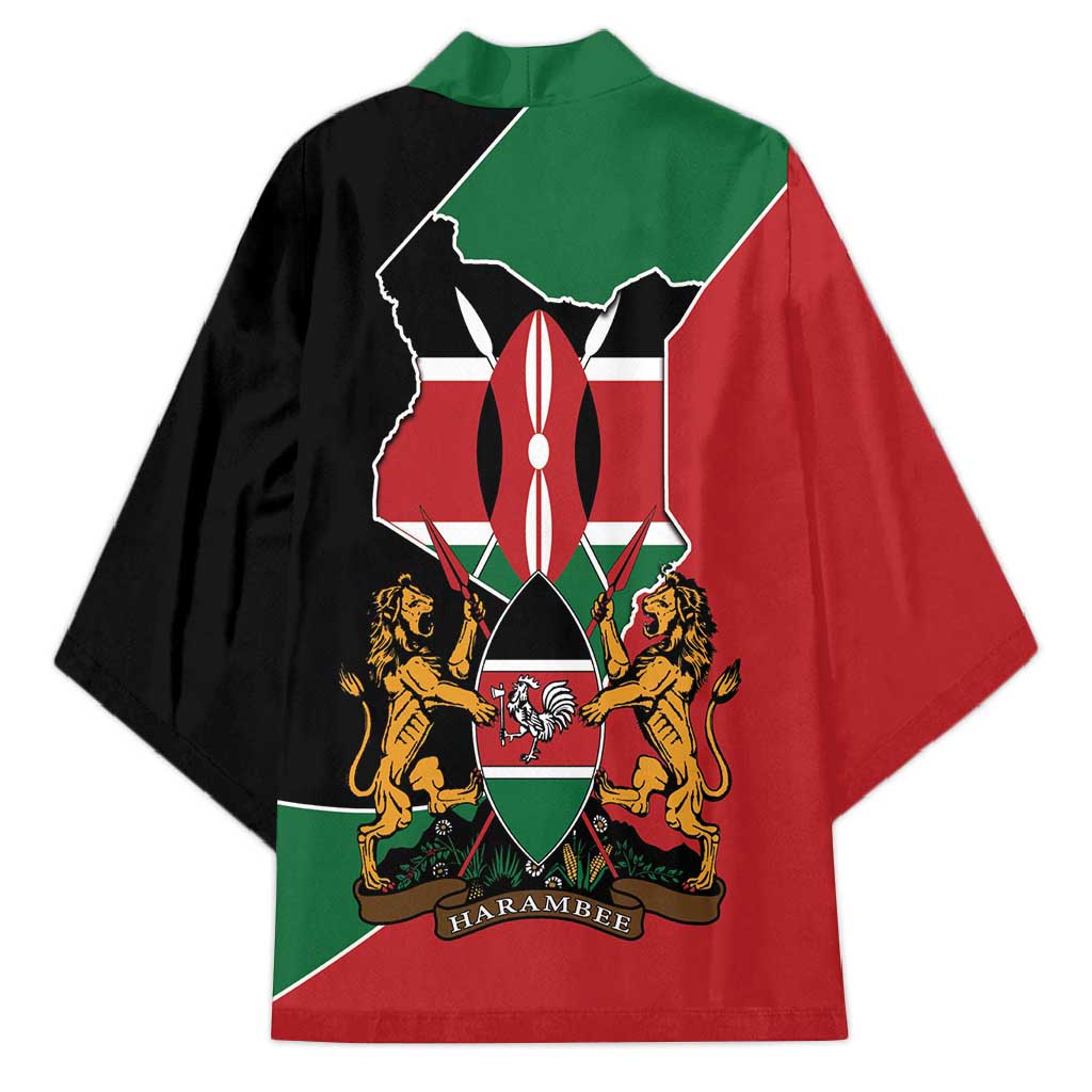 Kenya 254 Kimono Kenyan Flag Map Double Lion Shield - Wonder Print Shop