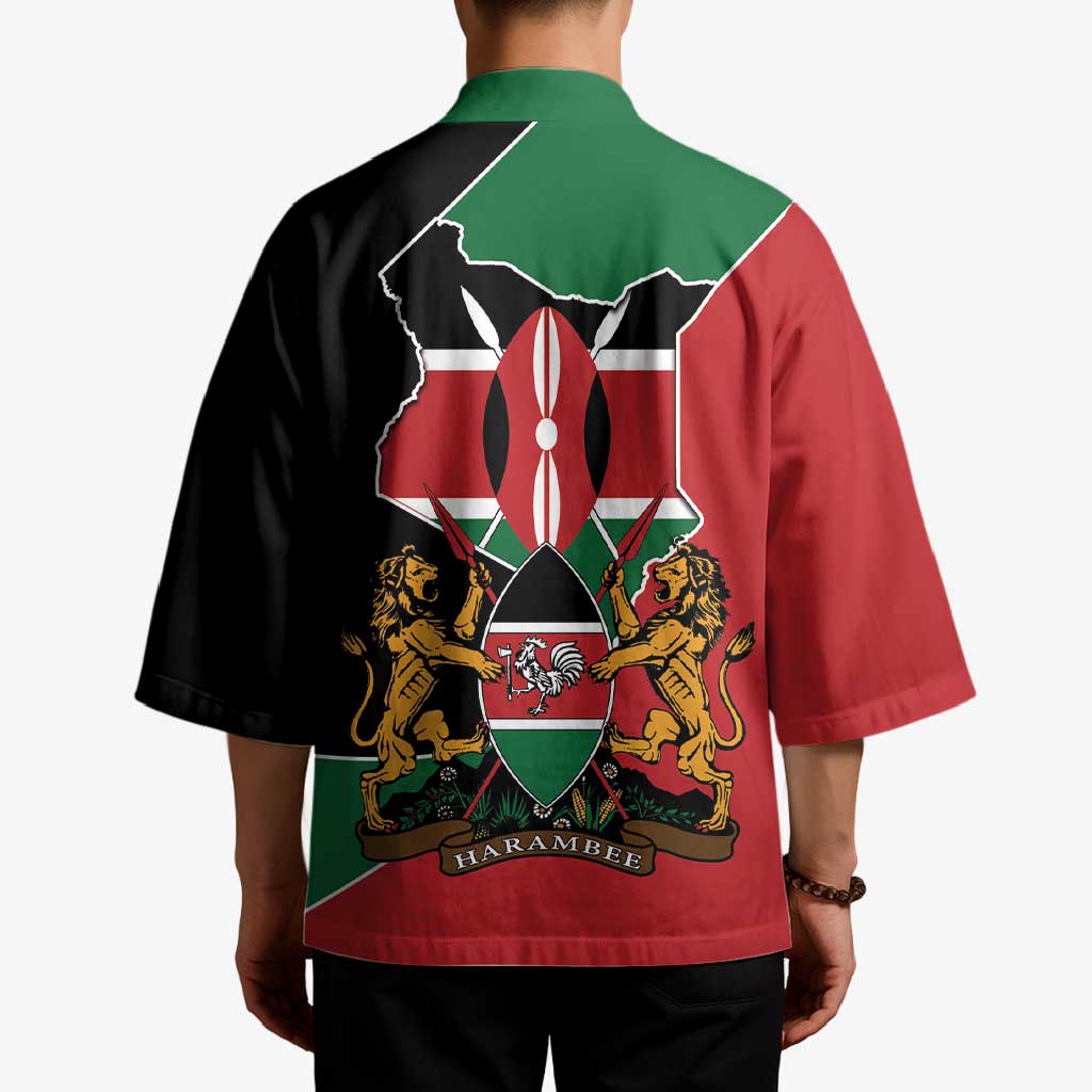 Kenya 254 Kimono Kenyan Flag Map Double Lion Shield - Wonder Print Shop