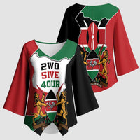 Kenya 254 Kimono Sleeve Blouse Kenyan Flag Map Double Lion Shield - Wonder Print Shop