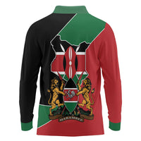 Kenya 254 Long Sleeve Polo Shirt Kenyan Flag Map Double Lion Shield - Wonder Print Shop