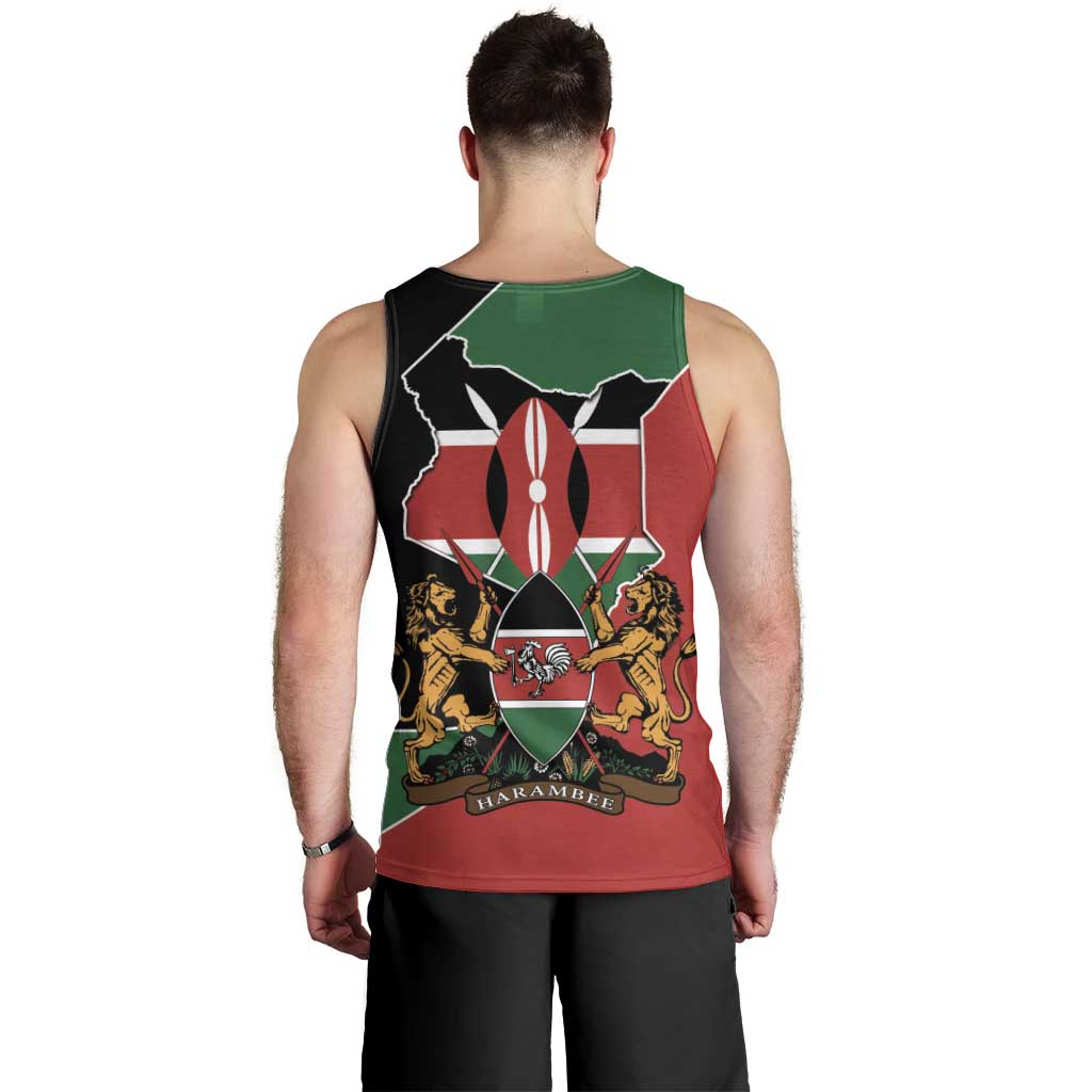 Kenya 254 Men Tank Top Kenyan Flag Map Double Lion Shield - Wonder Print Shop