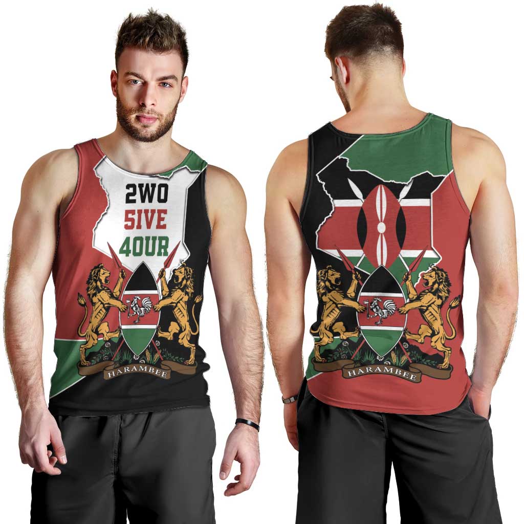 Kenya 254 Men Tank Top Kenyan Flag Map Double Lion Shield - Wonder Print Shop