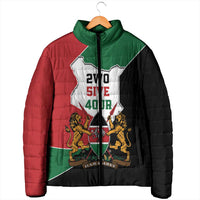 Kenya 254 Padded Jacket Kenyan Flag Map Double Lion Shield - Wonder Print Shop