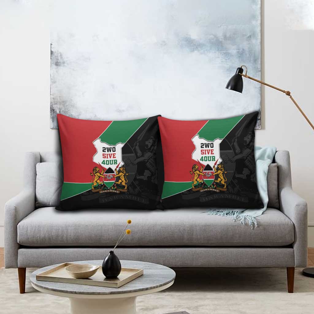Kenya 254 Pillow Cover Kenyan Flag Map Double Lion Shield - Wonder Print Shop