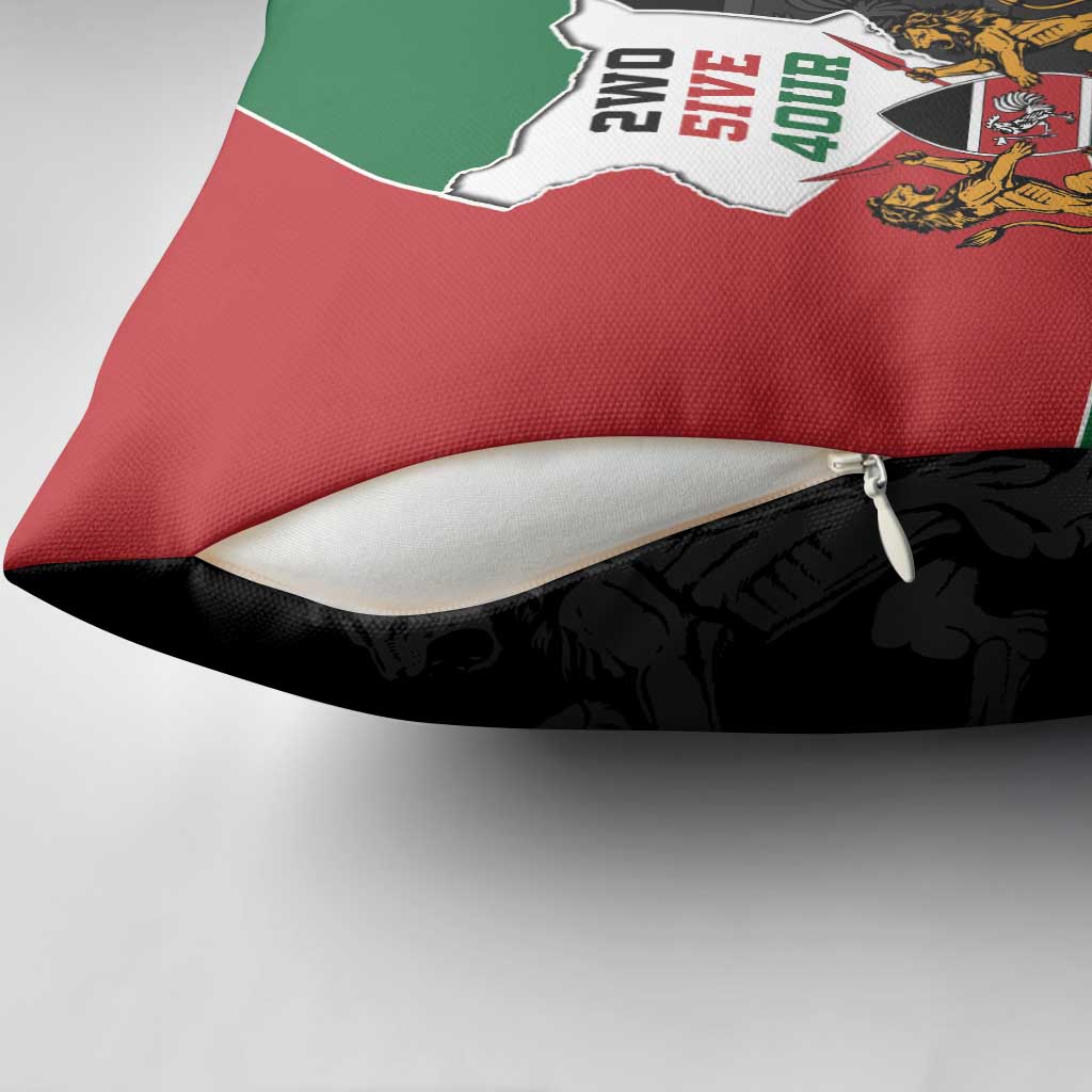 Kenya 254 Pillow Cover Kenyan Flag Map Double Lion Shield - Wonder Print Shop