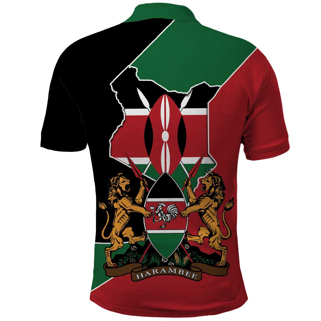 Kenya 254 Polo Shirt Kenyan Flag Map Double Lion Shield - Wonder Print Shop