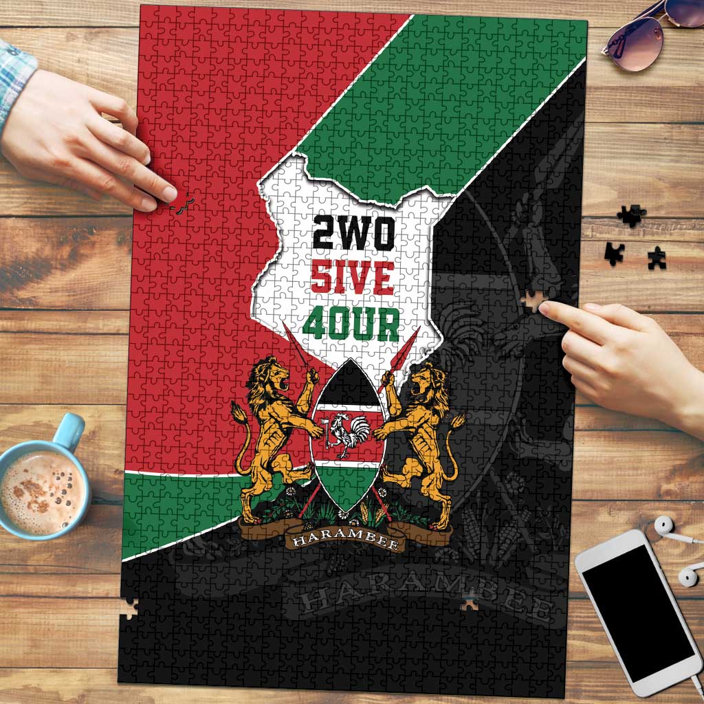 Kenya 254 Puzzle Kenyan Flag Map Double Lion Shield - Wonder Print Shop