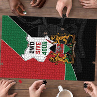 Kenya 254 Puzzle Kenyan Flag Map Double Lion Shield - Wonder Print Shop
