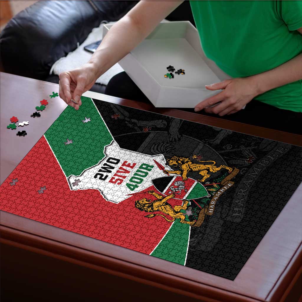 Kenya 254 Puzzle Kenyan Flag Map Double Lion Shield - Wonder Print Shop