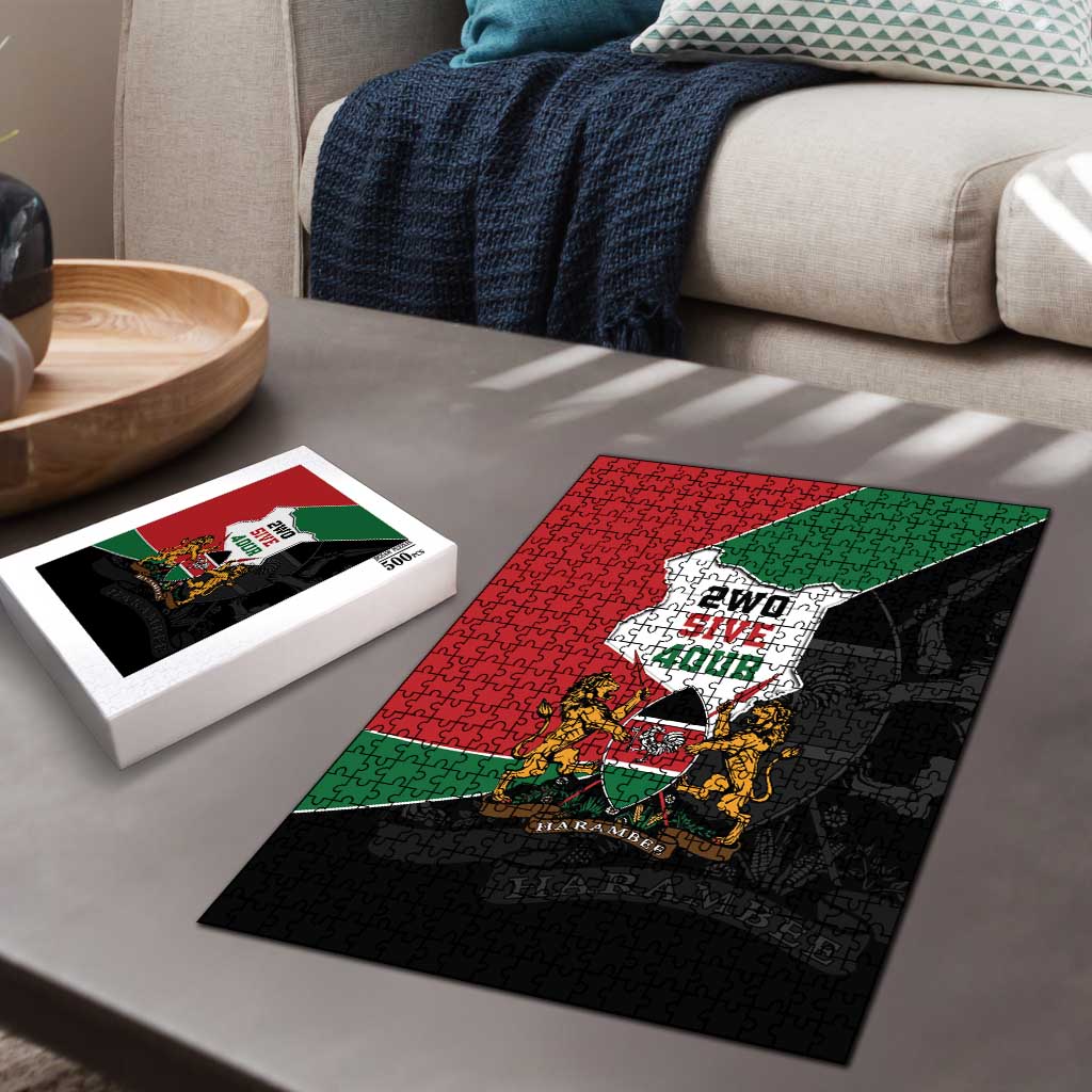 Kenya 254 Puzzle Kenyan Flag Map Double Lion Shield - Wonder Print Shop