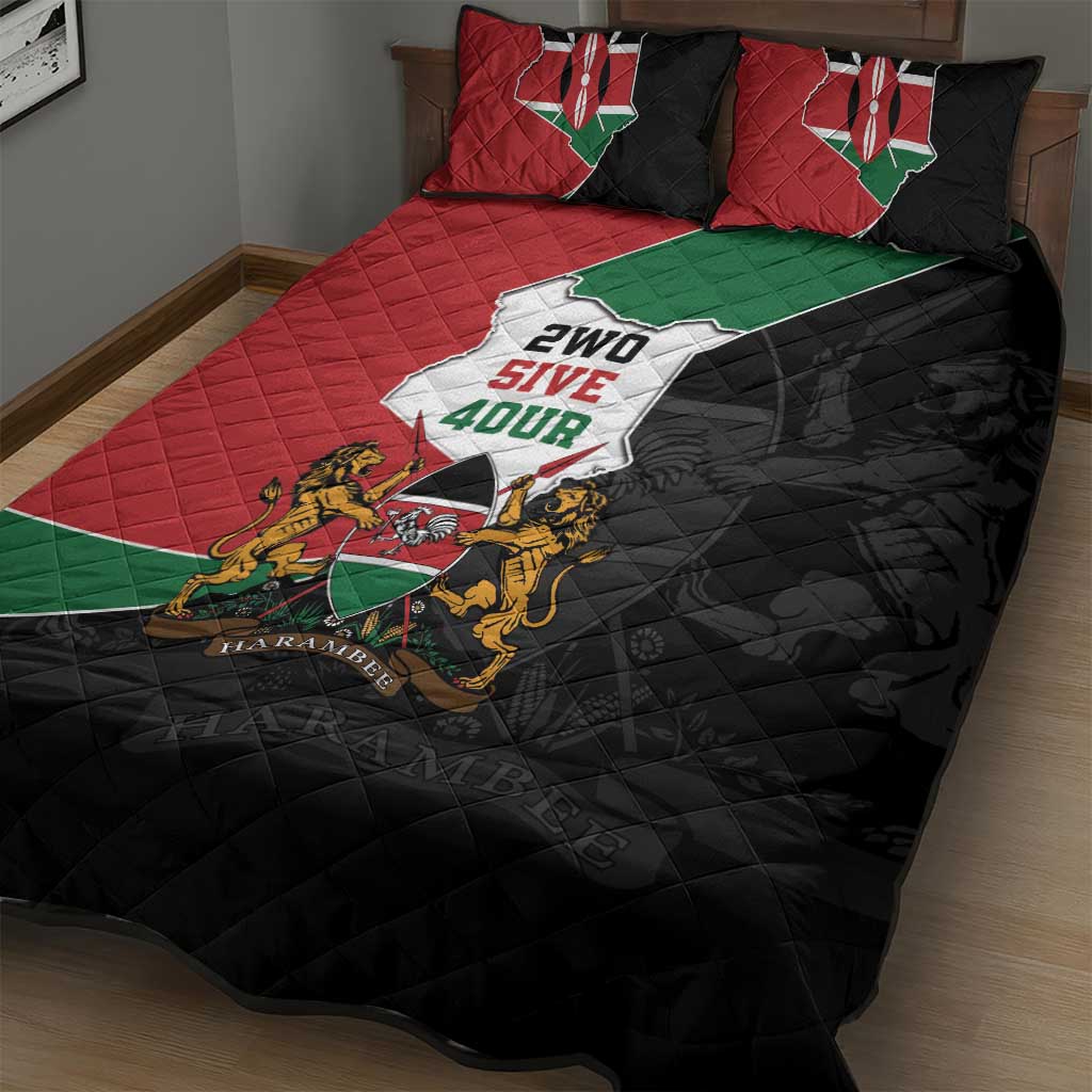 Kenya 254 Quilt Bed Set Kenyan Flag Map Double Lion Shield - Wonder Print Shop