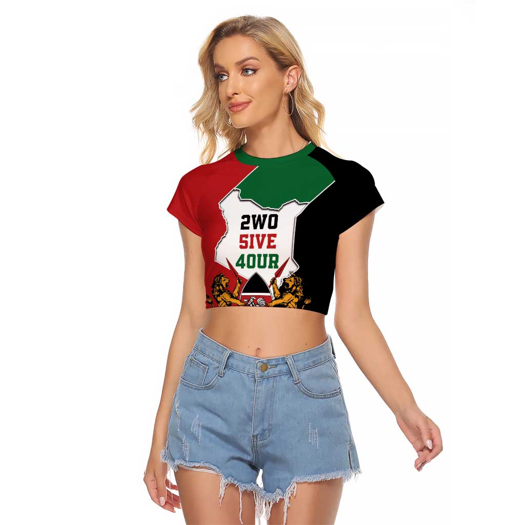 Kenya 254 Raglan Cropped T Shirt Kenyan Flag Map Double Lion Shield - Wonder Print Shop