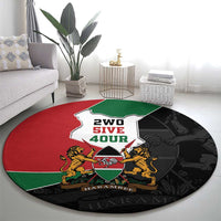Kenya 254 Round Carpet Kenyan Flag Map Double Lion Shield - Wonder Print Shop