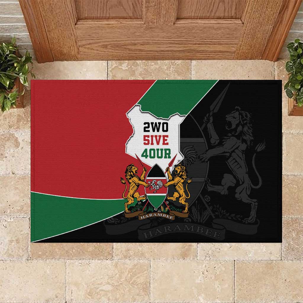 Kenya 254 Rubber Doormat Kenyan Flag Map Double Lion Shield - Wonder Print Shop