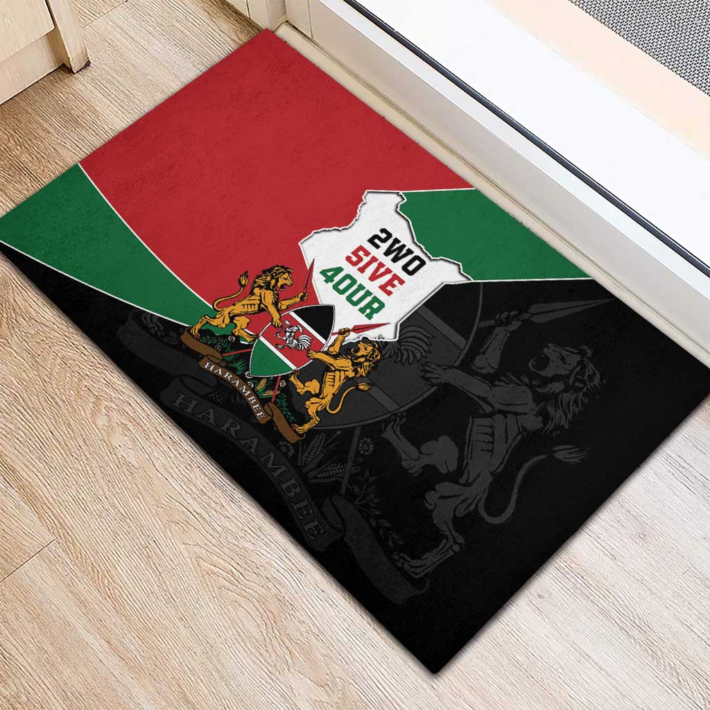 Kenya 254 Rubber Doormat Kenyan Flag Map Double Lion Shield - Wonder Print Shop
