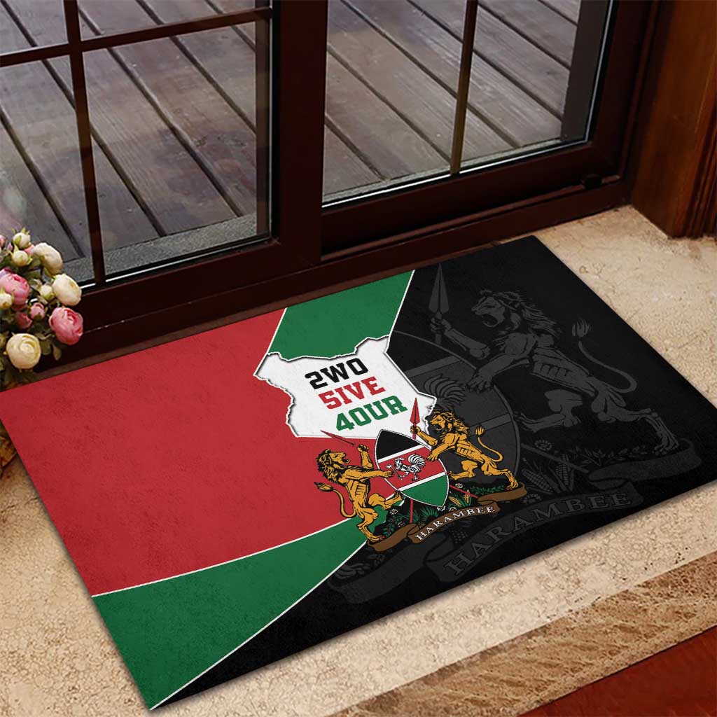 Kenya 254 Rubber Doormat Kenyan Flag Map Double Lion Shield - Wonder Print Shop