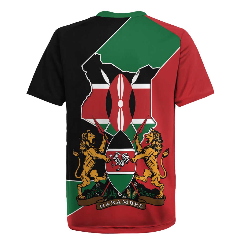 Kenya 254 Rugby Jersey Kenyan Flag Map Double Lion Shield - Wonder Print Shop