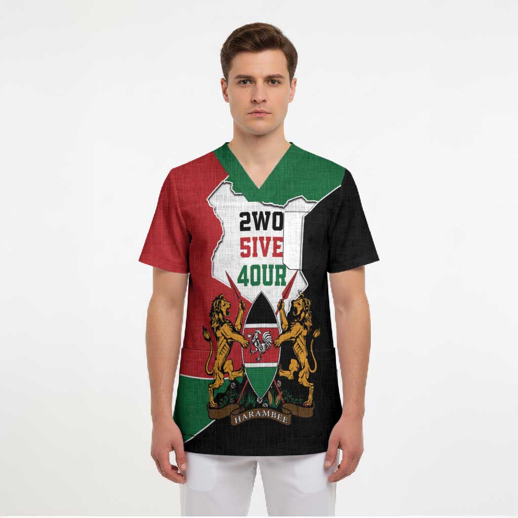 Kenya 254 Scrub Top Kenyan Flag Map Double Lion Shield