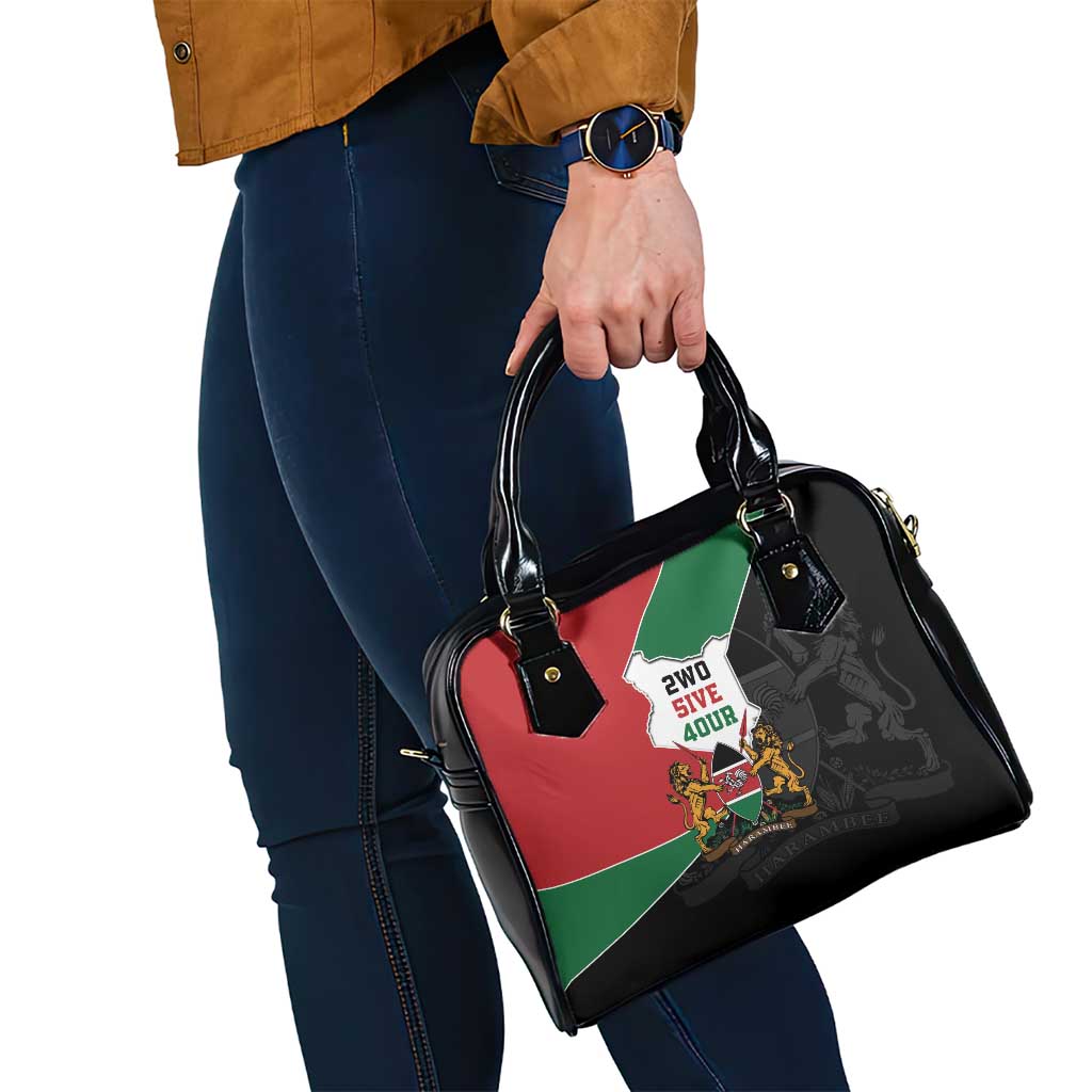 Kenya 254 Shoulder Handbag Kenyan Flag Map Double Lion Shield - Wonder Print Shop