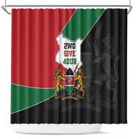 Kenya 254 Shower Curtain Kenyan Flag Map Double Lion Shield - Wonder Print Shop