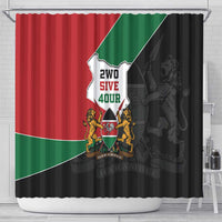 Kenya 254 Shower Curtain Kenyan Flag Map Double Lion Shield - Wonder Print Shop