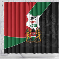 Kenya 254 Shower Curtain Kenyan Flag Map Double Lion Shield - Wonder Print Shop